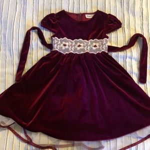 Girls dark red Christmas dress with accent belt!